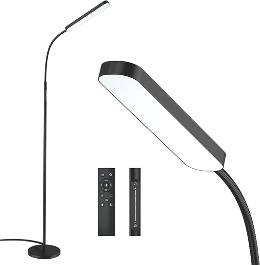 PAZZO Led Floor Lamp with 4 Color Temperature and Stepless Dimmer, Remote and Touch Control Floor Lamp, Adjustable Gooseneck Standing Lamp for Living Room