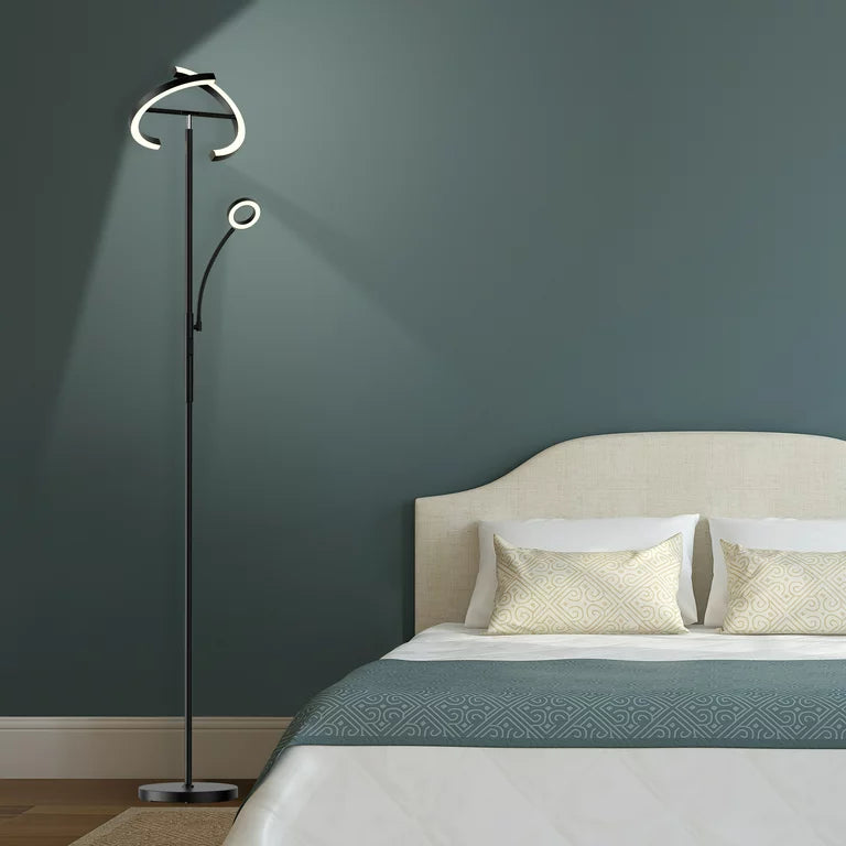 PAZZO Torchiere Floor Lamp with Reading Light, 4 Color Temperature & Stepless Dimmable, Black