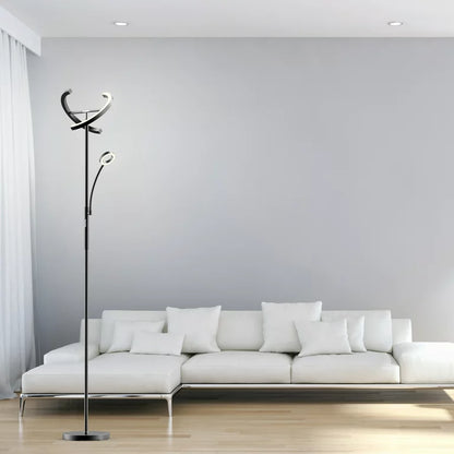 PAZZO Torchiere Floor Lamp with Reading Light, 4 Color Temperature & Stepless Dimmable, Black
